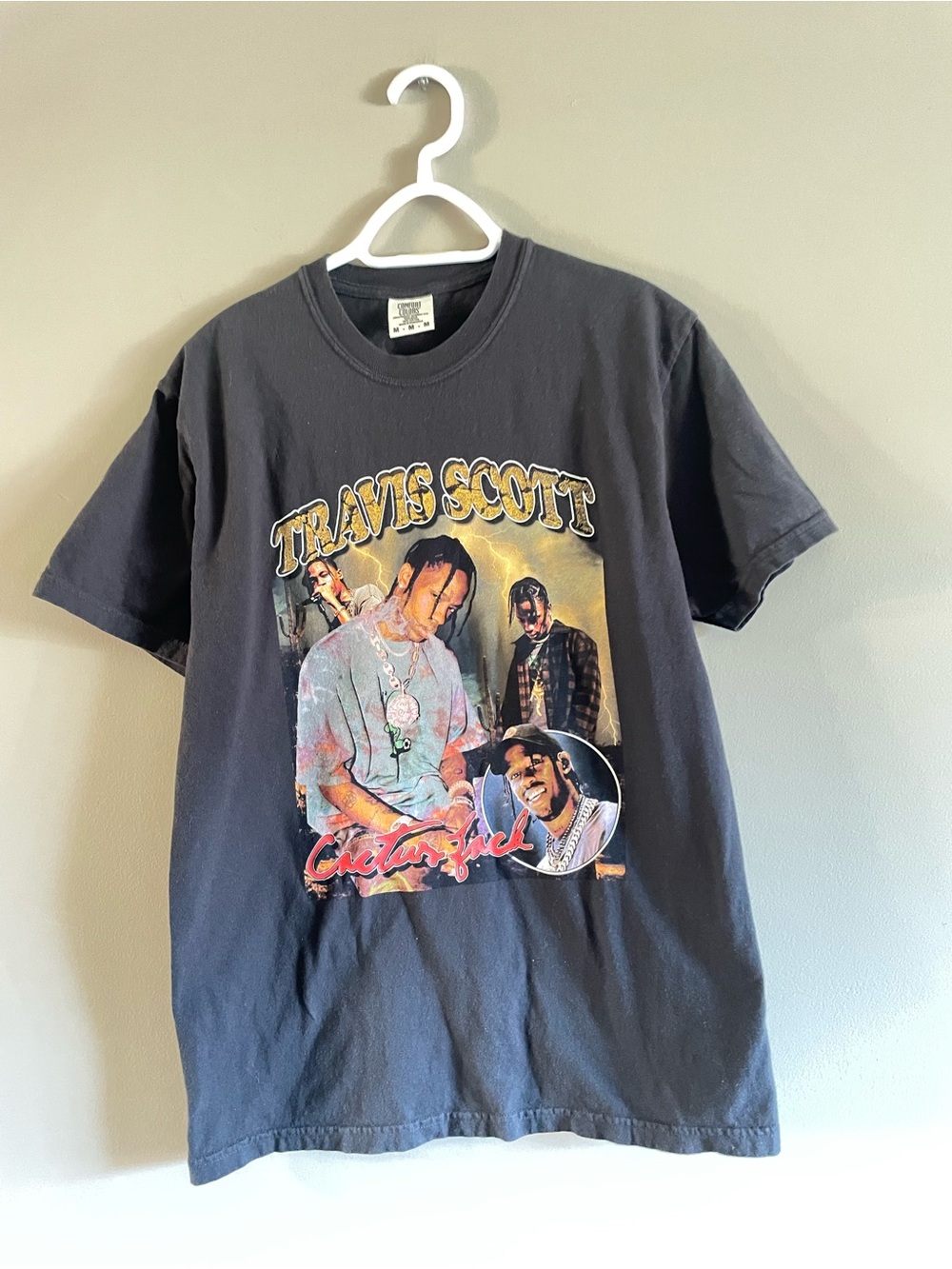 Comfort Colors Black Travis Scott Graphic Tee with Multicolor Front Art